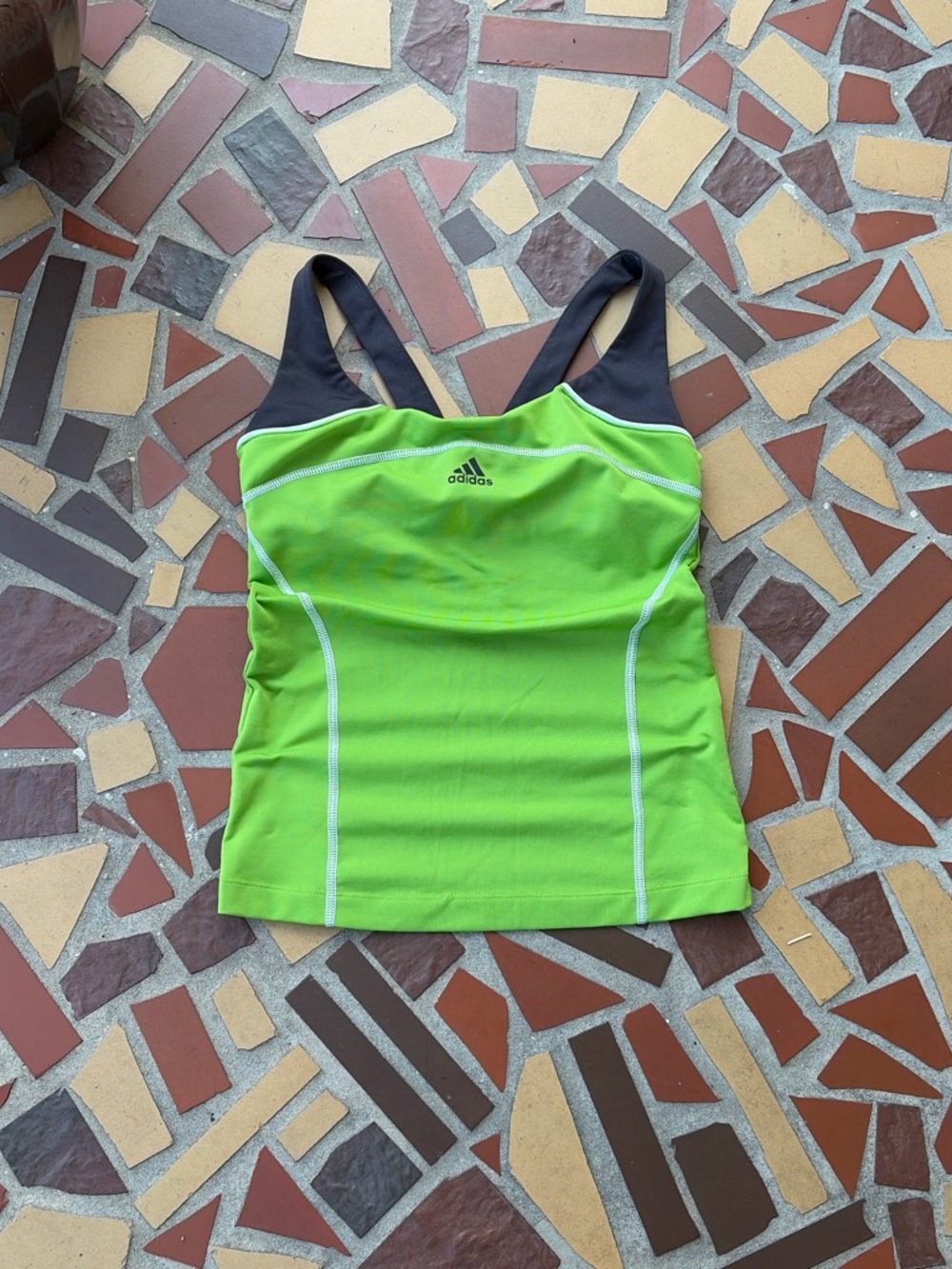 Y2k Adidas Bright Green and Black Athletic Tank Top